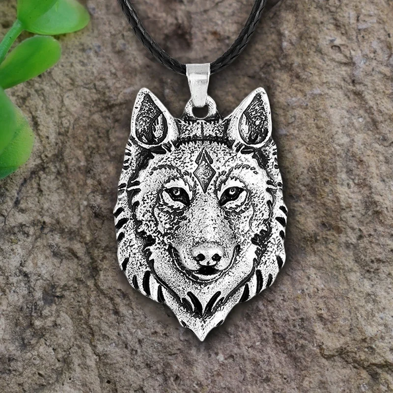 Vintage Fashion Mens Jewellery Tibetan Wolf Head Pendant Necklace for Men Amulet Animal Viking Men Gift Jewelry Collar Hombre