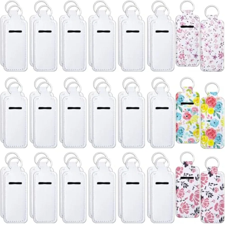 

Sublimation Lipstick Holder Keychain Bulk Blank Lipstick Neoprene Clip-on Sleeve Travel Key Ring Holder