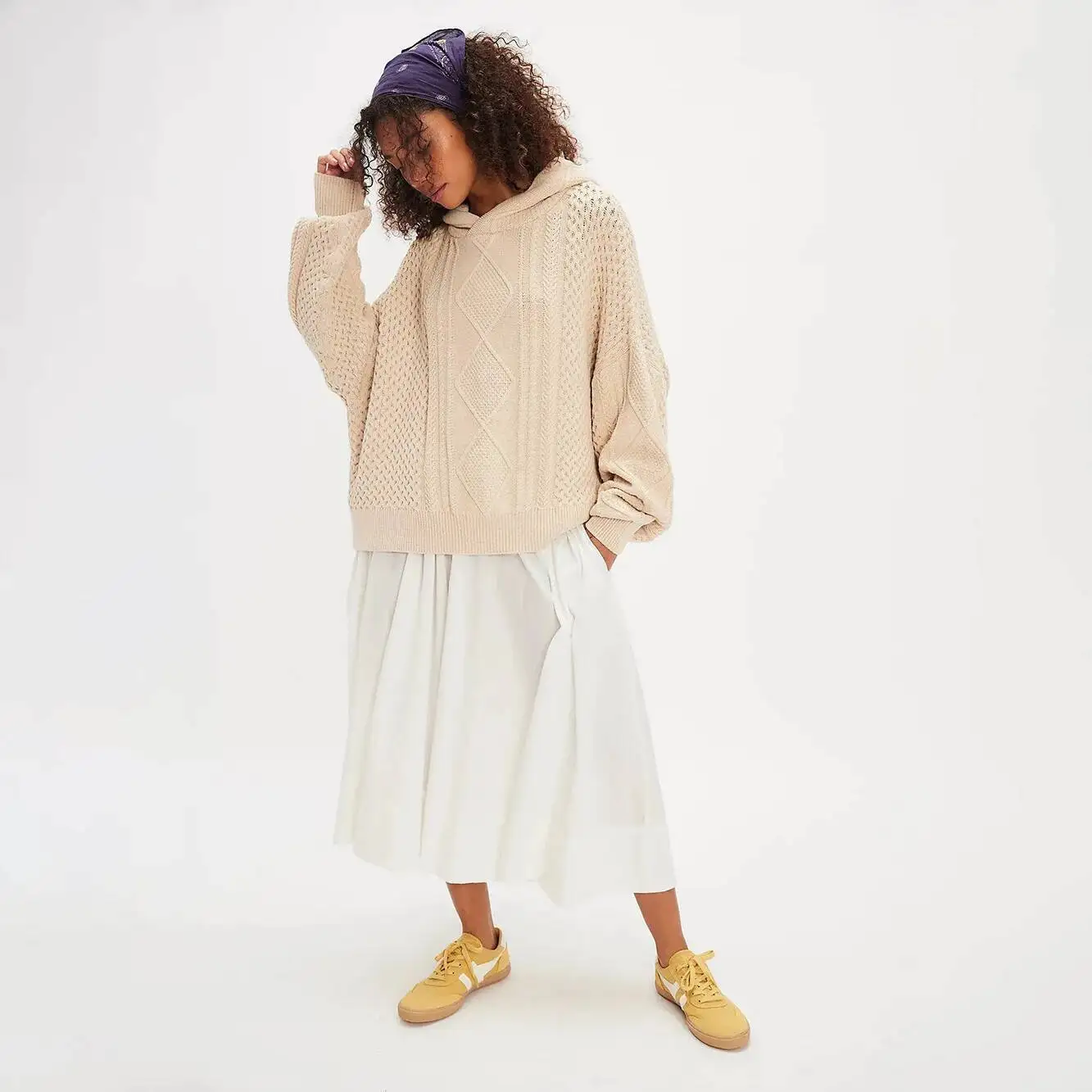 Sweater Wanita Gaya Unisex Rajutan 2025 Musim Gugur Musim Dingin Baru Sweater Berkerudung Warna Solid Desain High Street