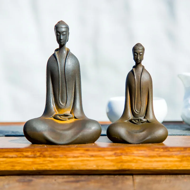 Zen Buddha Statue Handcrafted Wei Dynasty Style Cast Iron Imitation Desktop Sculpture Chinese Buddhist Decor Home Altar Space