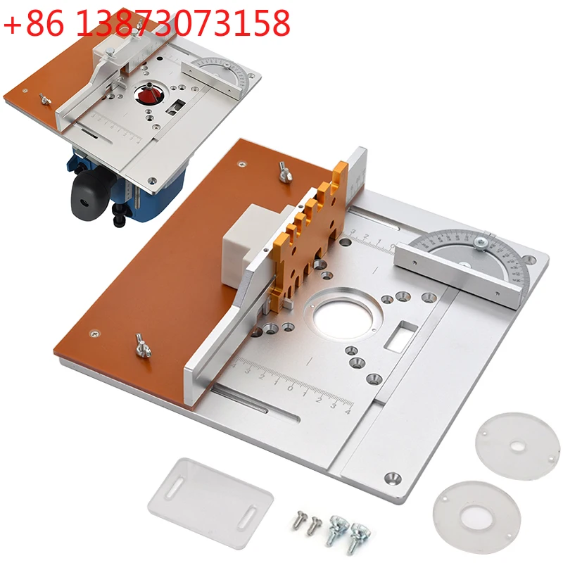 

Aluminium Router Table Insert Plate Electric Wood Milling Flip Board with Miter Gauge Guide Set Table Saw Woodworking Workbench