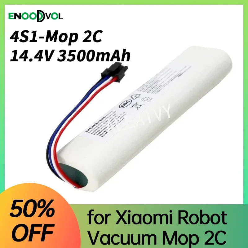 14.4V 3500mAh Replacement Battery for Xiaomi Robot Vacuum Mop 2C P2026-4S1P-MMBK, 14.4V 3500mAh Long-Lasting Power