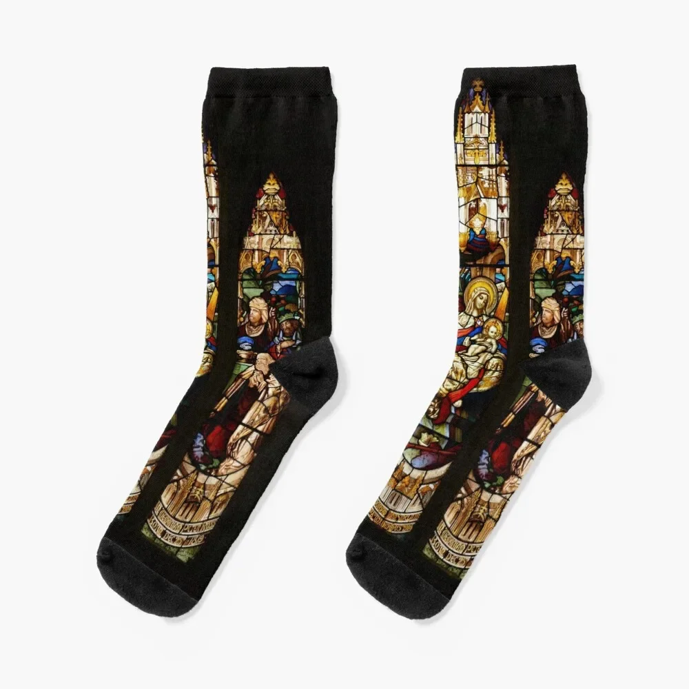 

Stained Glass Windows Socks Toe sports warm winter cycling summer Socks Women's Men's