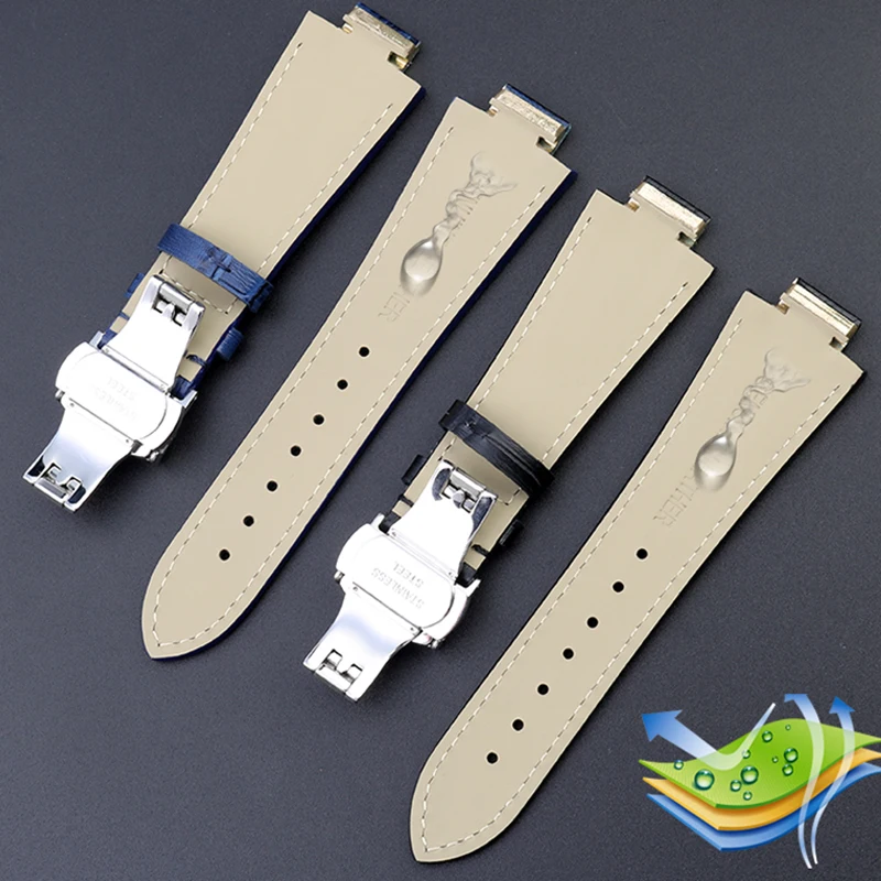 25*13mm Leather watch band with convex mouth for Maurice Lacroix AI6008 AI6038 AI6058 series business strap wristband bracelet