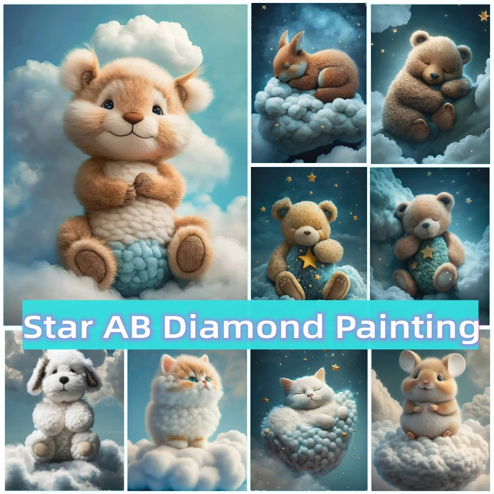 Baby Animal 5D Diy AB Diamond Painting 2024 Embroidery Mosaic Elephant Bear Bee Fox Dog Jewelry Cross Stitch Kit Home Decor Gift