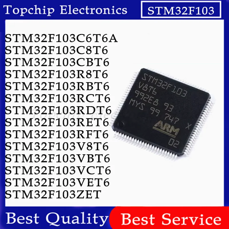 5pcs STM32F103C6T6A STM32F103C8T6 STM32F103CBT6 STM32F103RCT6 STM32F103 R8T6 RBT6 RET6 V8T6 VBT6 VCT6 VET6 IC MCU LQFP-48 Chip