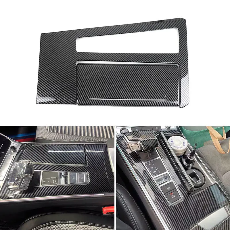 Для Audi A6 C8 2019 2020 2021 2022, аксессуары для салона автомобиля, центральная панель переключения передач, рамка, отделка ABS, текстура из углеродного волокна, левый руль