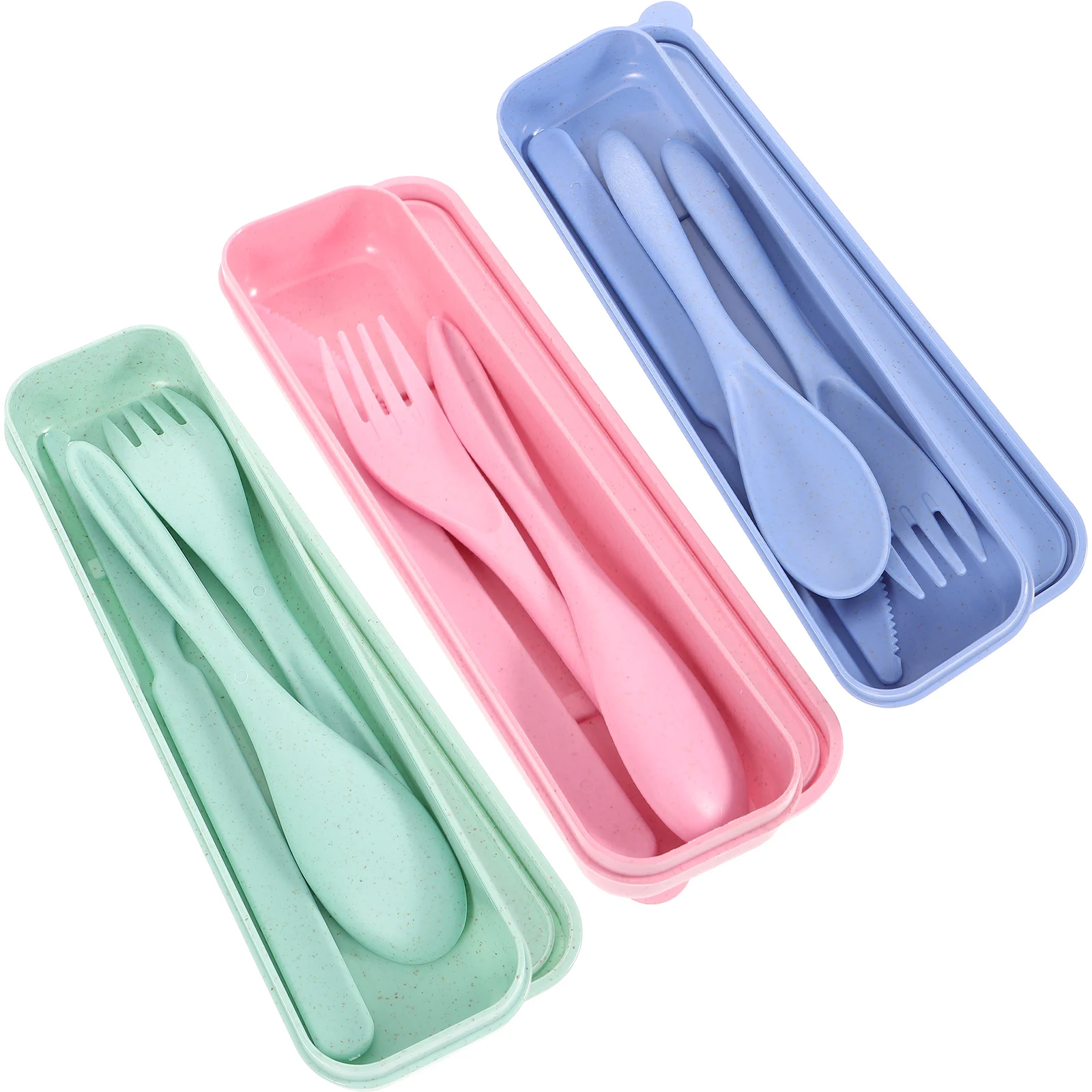 

Wheat Straw Cutlery Set Reusable Travel Utensils Case Included Spoon Fork Cutter Eco Friendly Lunch Box Accessories