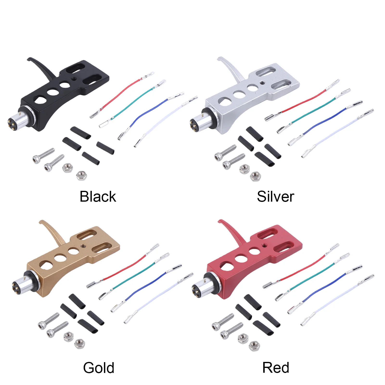 Turntable Headshell with 4 Lead Wires Cartridge Headshell Stylus Holder for LP Vinyl Record Player Turntable Phonograph