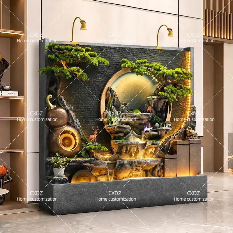 Outdoor Running Water Fountain Courtyard Garden Water Curtain Wall Office Circulating Water Feature Rockery Landscape Lucky