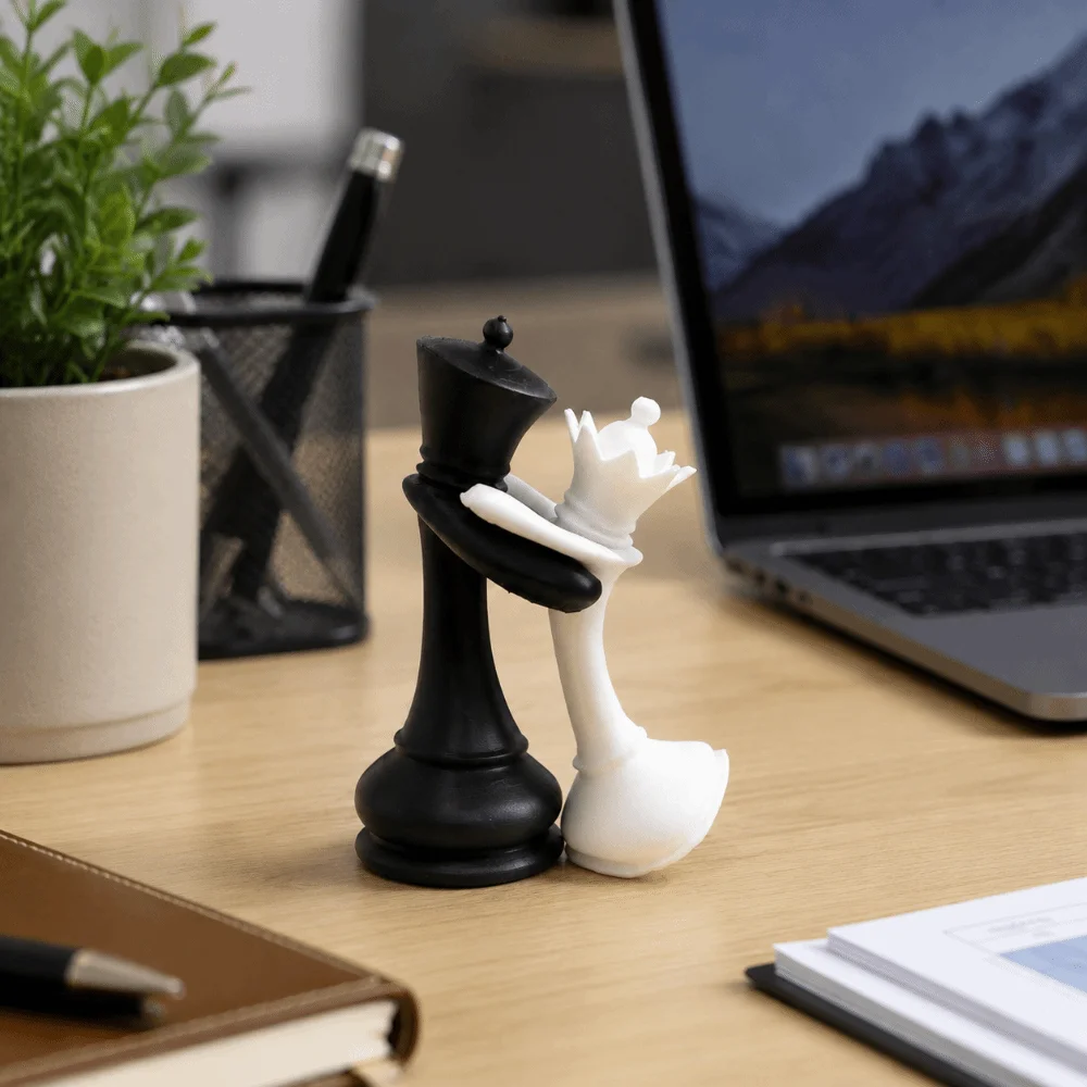 Creative 3D Printed Chess Statue Home Decoration Couple Gifts King And Queen Statue Funny Sculpture Desktop Ornaments Home