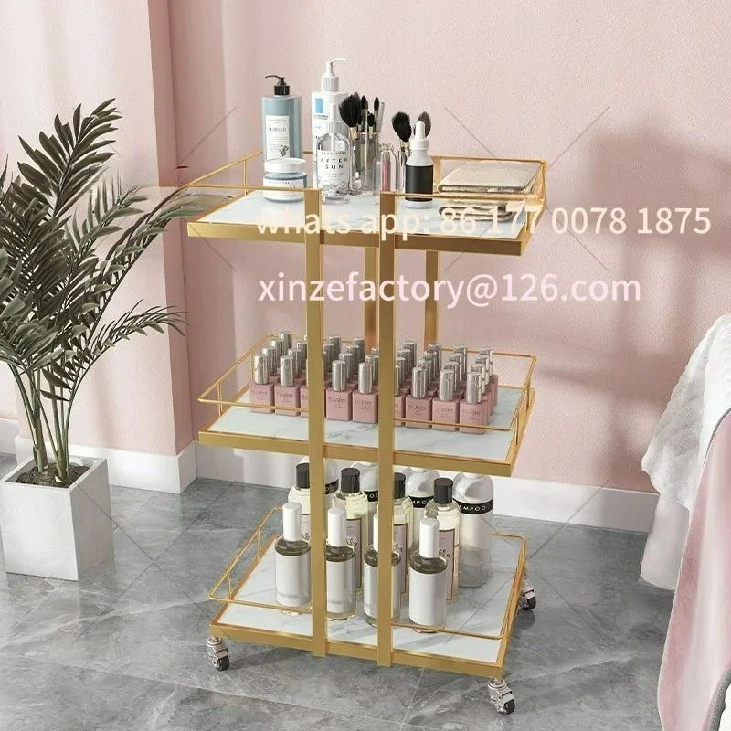 Customizable Beauty Salon Trolley Cart Web Celebrity Cosmetics Nail Storage Rack Iron Art Hairdressing Special Multi-functional