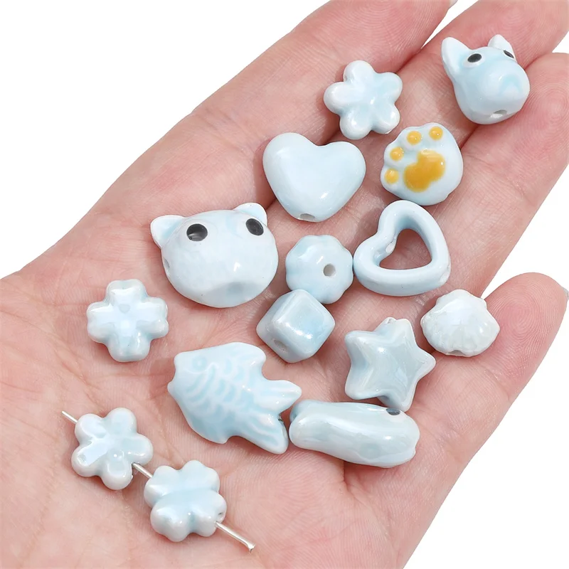 Cute Handmade Ceramic Porcelain Rabbit Pumpkin Charm Beads for Earring Necklace Bracelet DIY Jewelry Craft Making Accessories