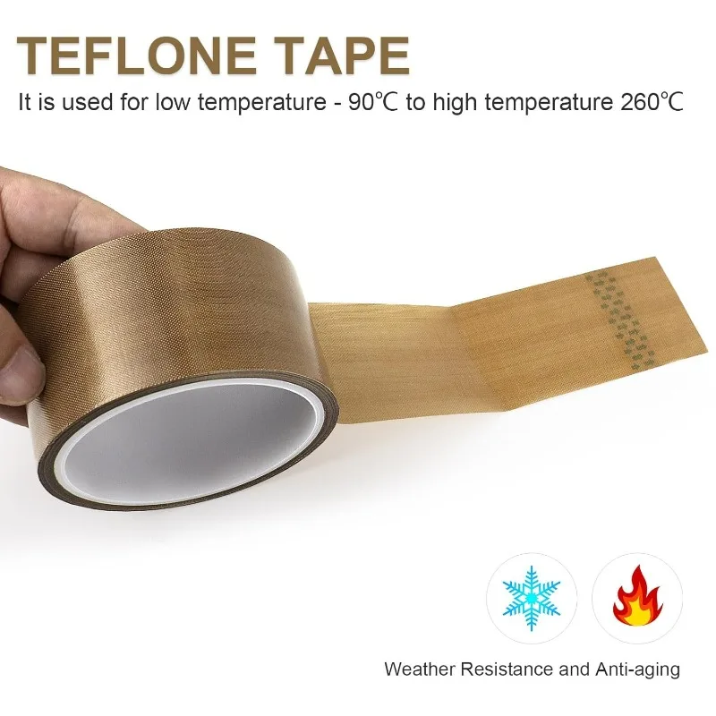 PTFE Coated Fabric Tape High Temperature Heat Resistance Tape Insulation Adhesive Tapes for Vacuum Machine Hand Impulse Sealers