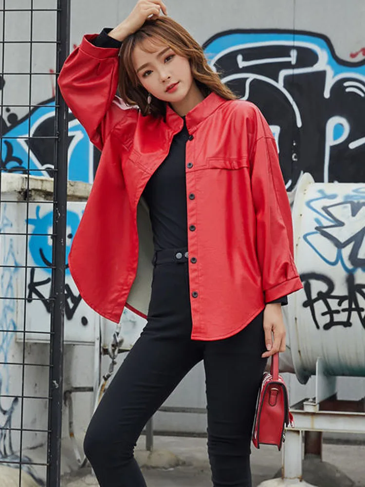 Black Harajuku Leather Jacket Women Streetwear Korean Fashion Thin Moto Jacket Female Pocket Chic Outwear Biker Coat 2022 Summer