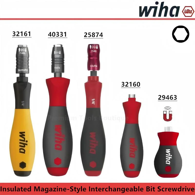 WIHA 29463 32160 32161 40331 25874Hexagonal Socket Bit Holder Handle Strong Magnetic 4 Bead Locking Non-Slip Screwdriver Handle
