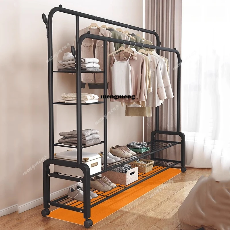 

Detachable Balcony Clothes Rack Wheels Minimalist Adjustable Standing Clothes Rack Layered Hanger Perchero De Pie Home