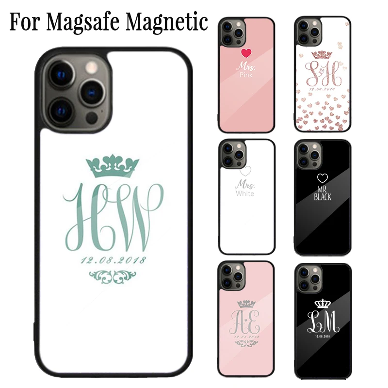 PERSONALISED WEDDING BRIDE GROOM Magnetic Phone Case For iPhone 16 15 14 Plus 13 12 Mini 11 Pro Max Magsafe Wireless Cover