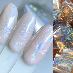 10pcs 4*50cm Clear Nail Stickers Holographic Transfer Foils Holo Irregular Triangle Nail Art Decal For Manicure Decorations