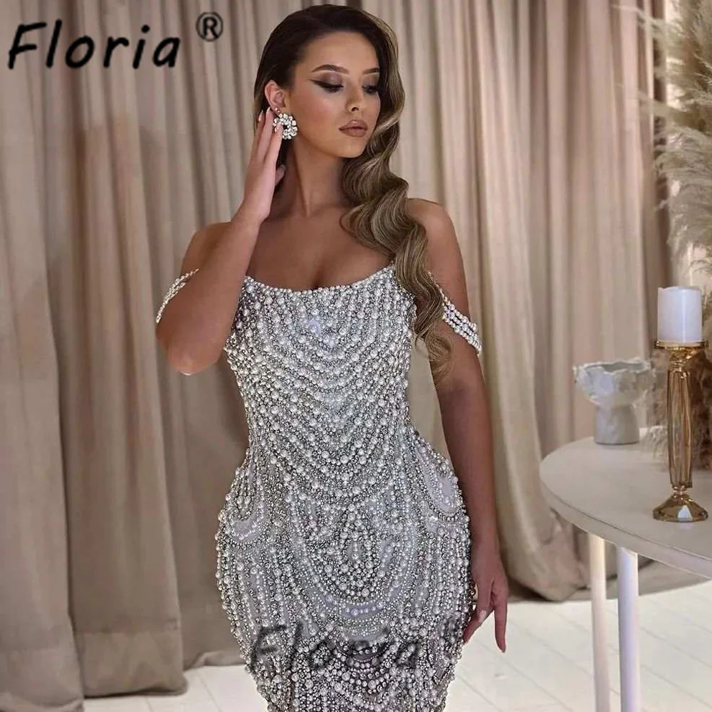 Elegant Full Pearls Beaded Mermaid Wedding Dresses Ivory Tassel Handmade Beading Brides Party Gown Robe de mariee Luxury Prom