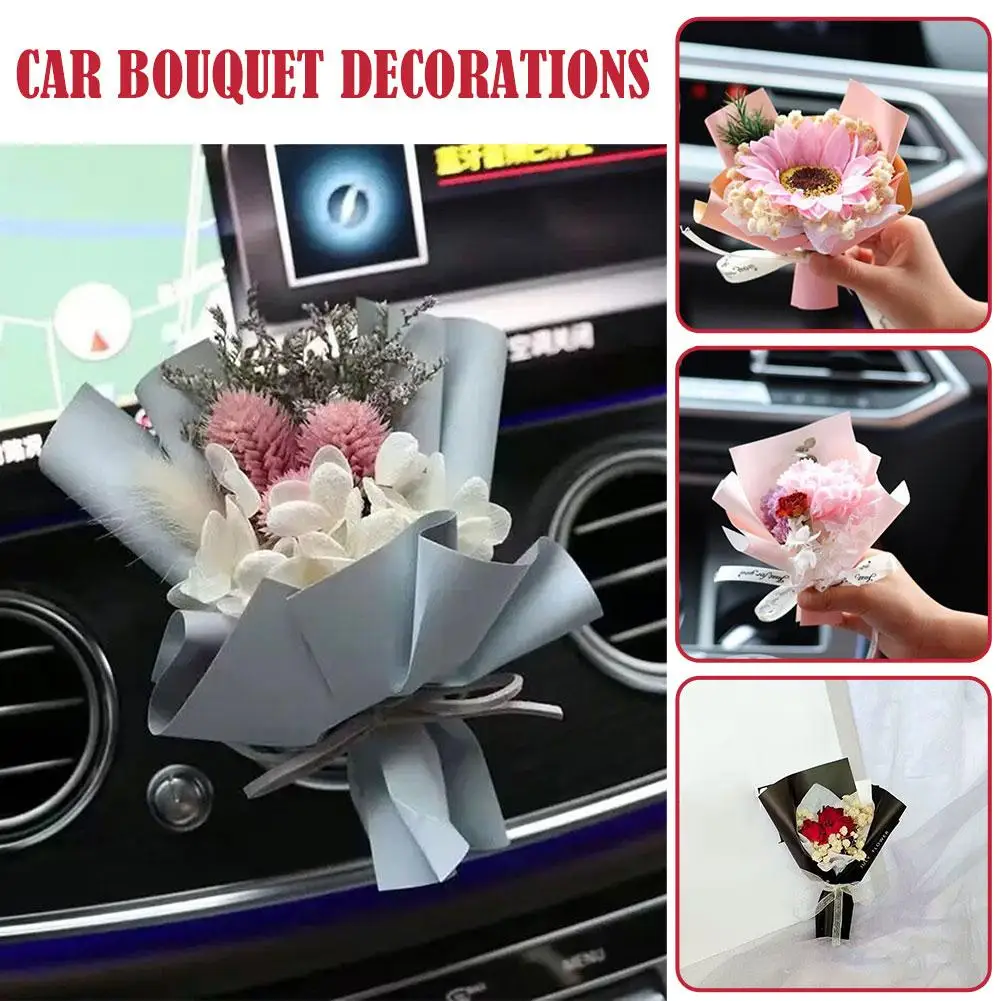 Car Air Outlet Dried Flowers Bouquet Air Outlet Clip Car Access Lasting Interior Aromatherapy Dispen O6n6