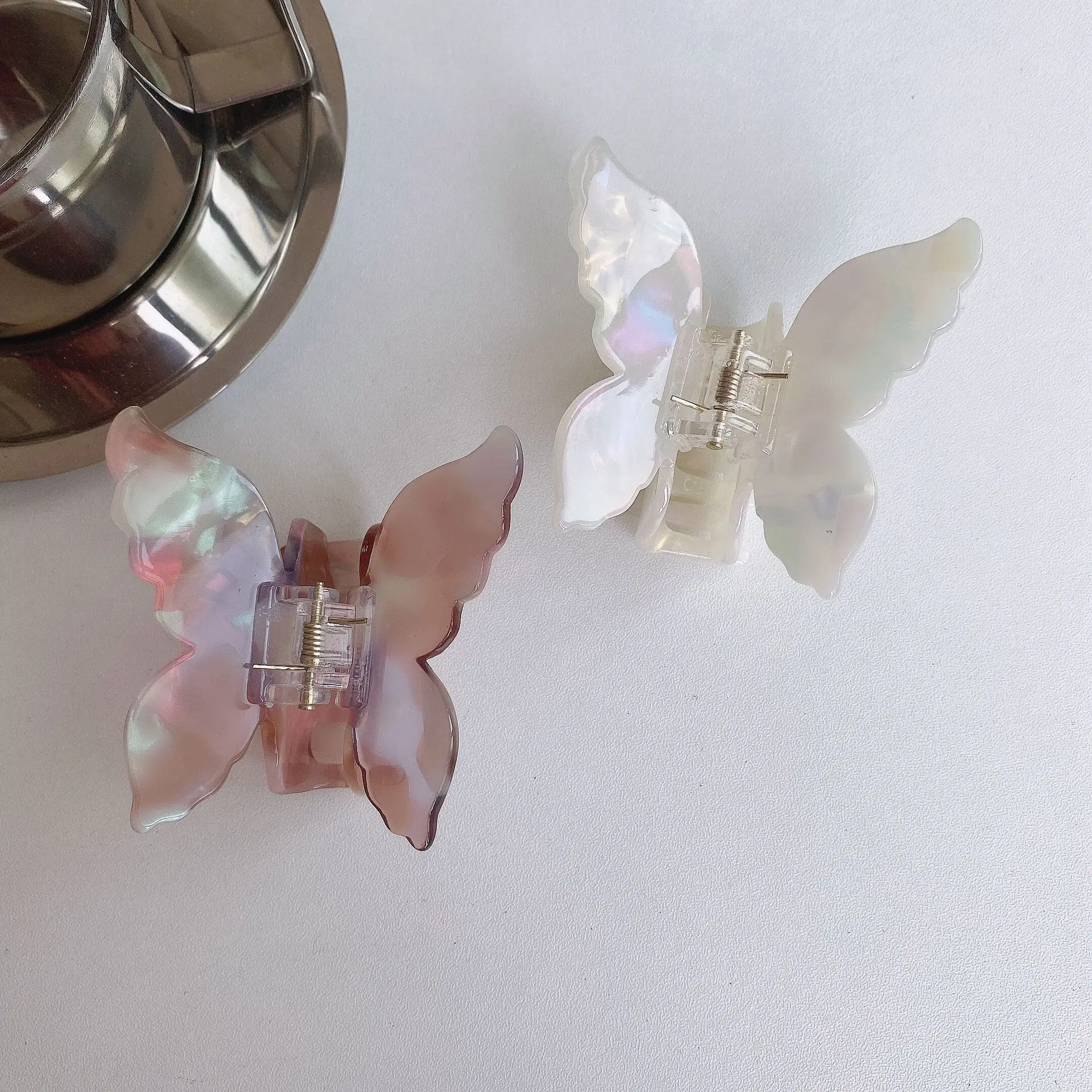 

French Vintage Butterfly Hair Clips Acetate Barrettes Women's Updo Bun Holder Euro US JPN KOR Multi-Style Elegant Hair