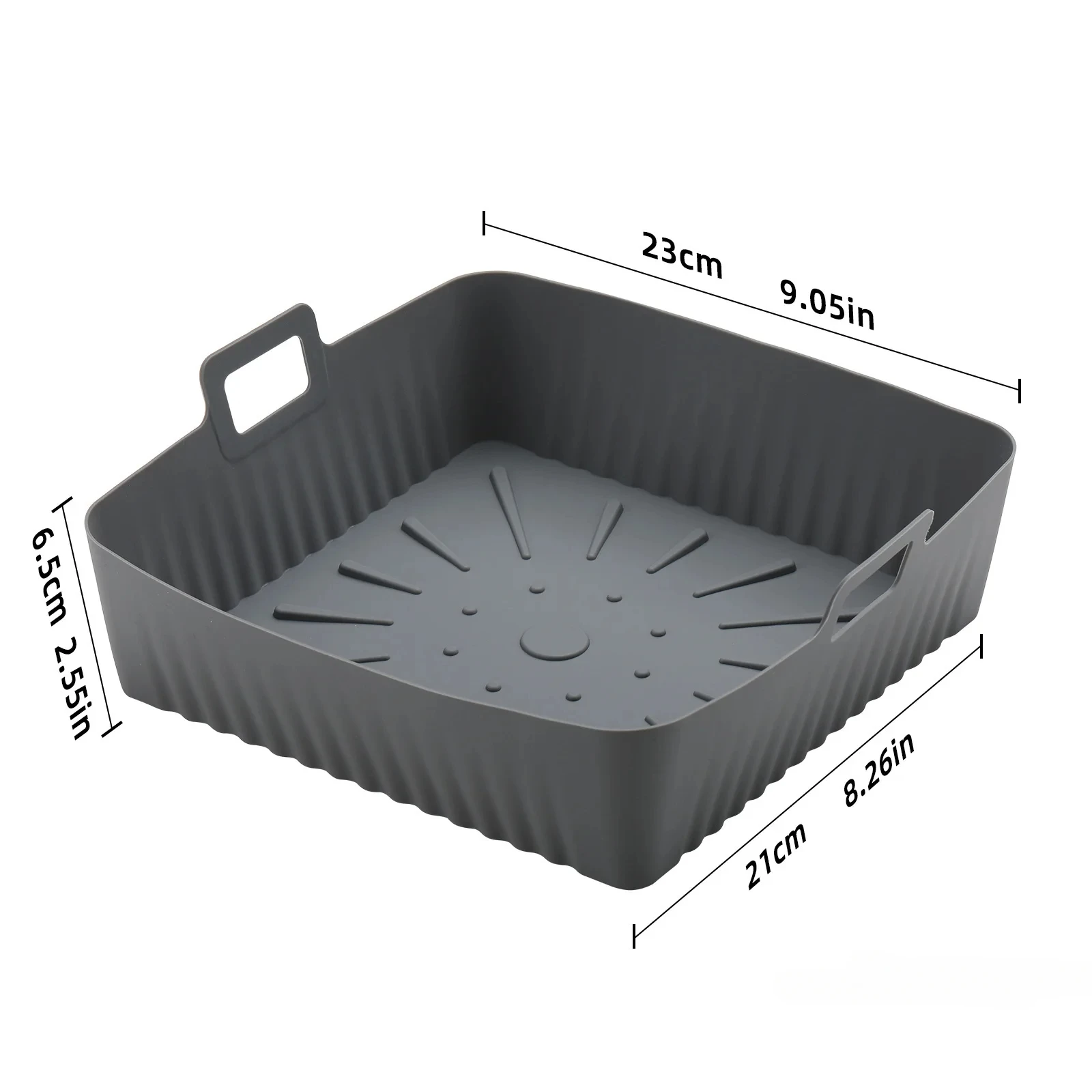 Estera para freidora de aire de 23 cm, bandeja para hornear de silicona, estera para barbacoa de silicona multifuncional