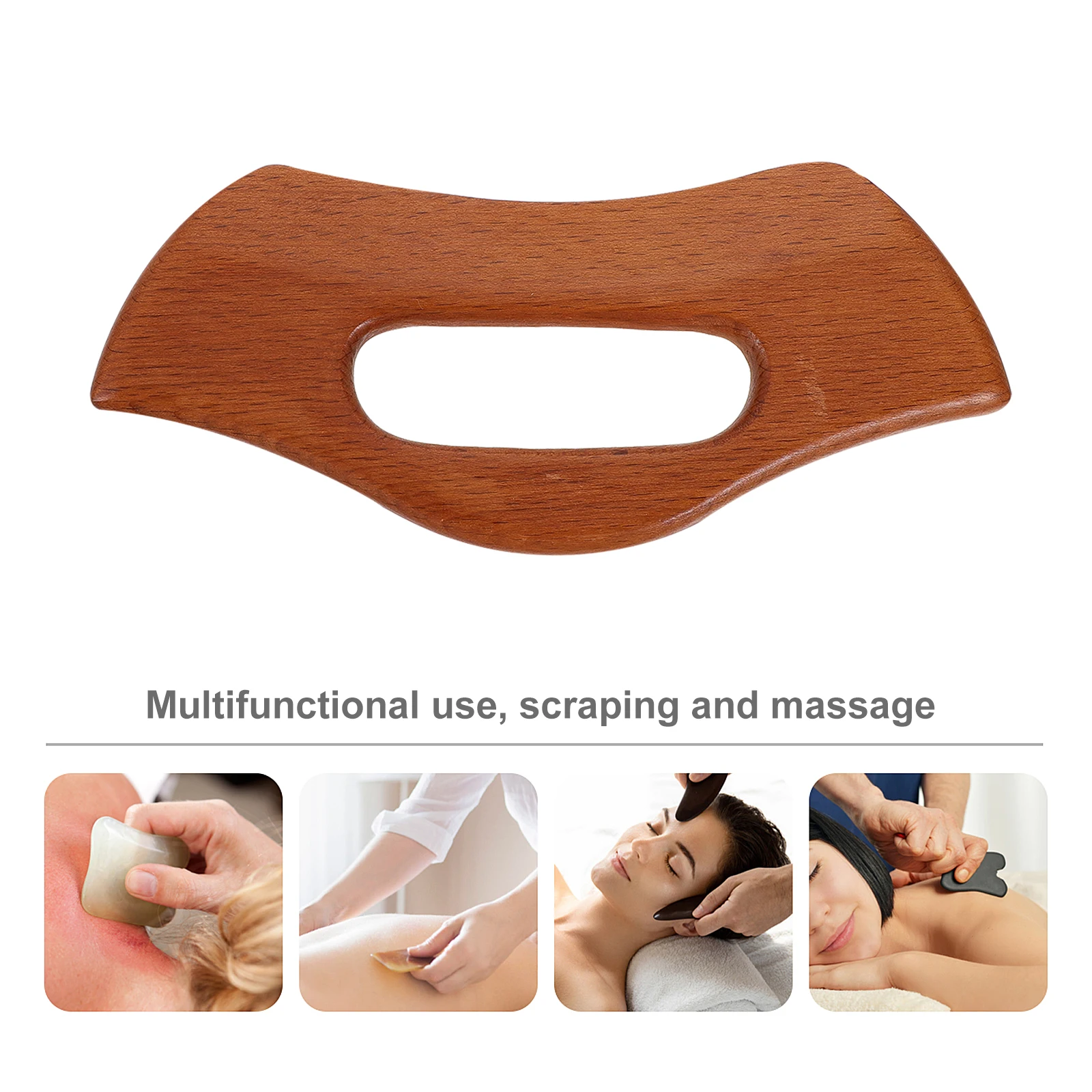

Wooden Scraping Board Body Massaging Tool Brown Guasha Scraper Face Beauty Plate Health Care Pain Relief Back Massager