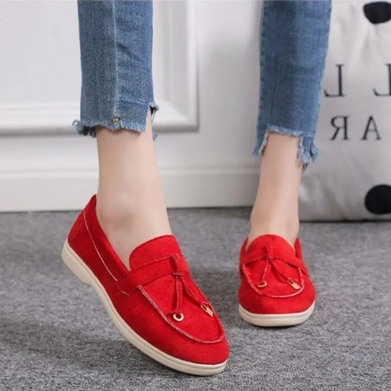 New Women Loafers Shoes Brand Casual Flat Shoes Leather Cashmere Single Shoes Ladies Walking Non Slip Chaussure Femme