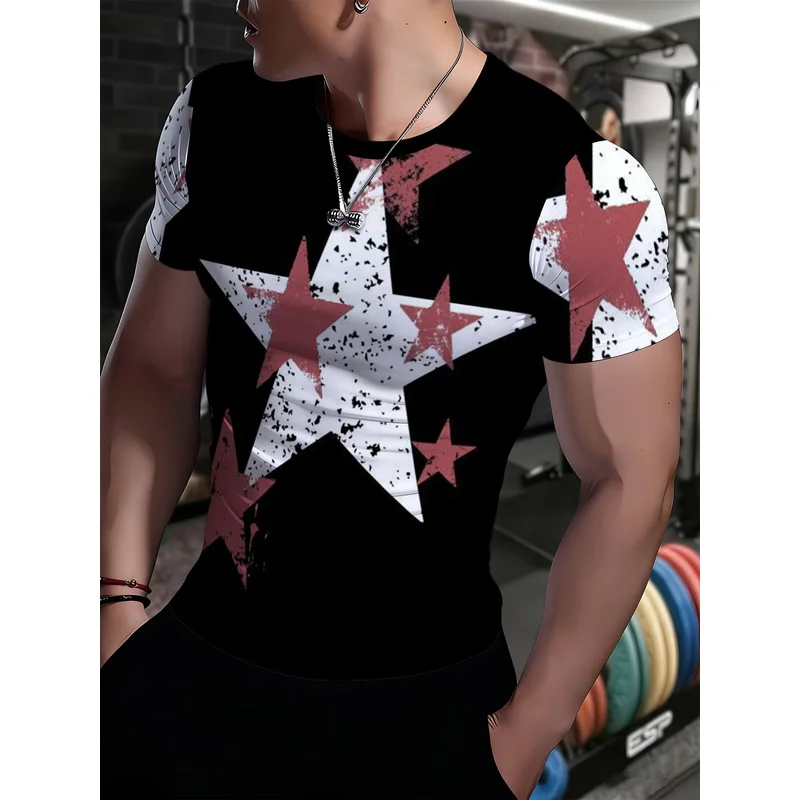 Men's High-Elasticity Fitness Short Sleeve ShirtTShirt3DPrinted running training casual breathable fitness apparel