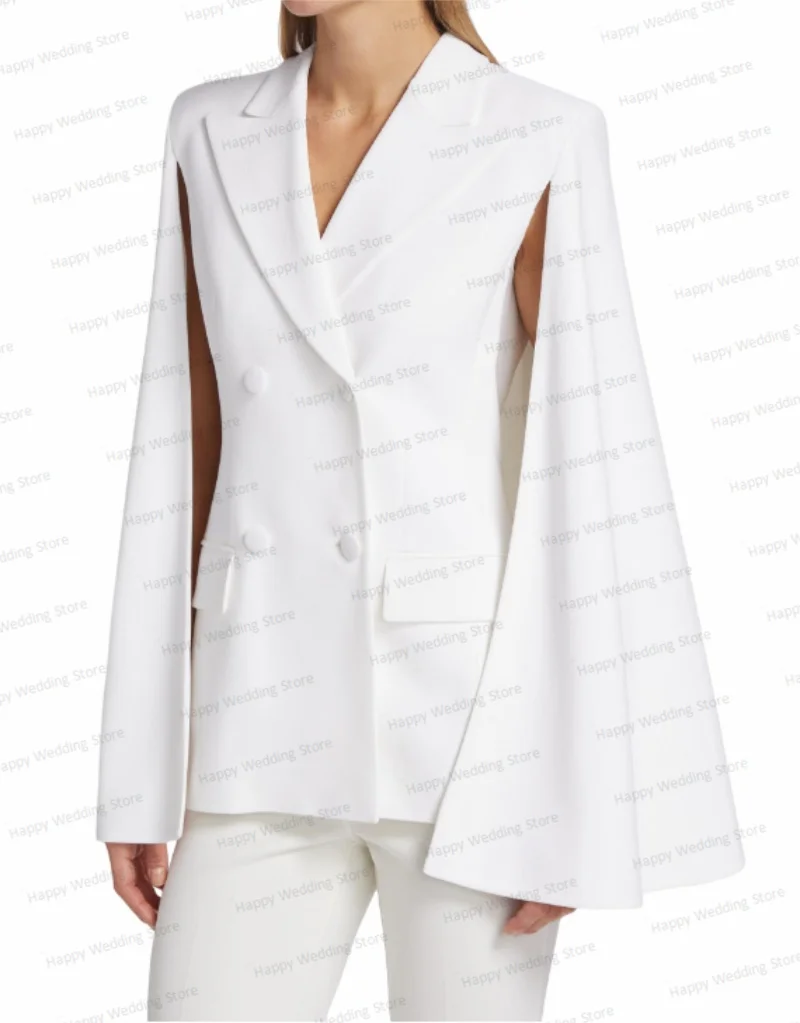 Conjunto de traje de 2 piezas para mujer, Blazer y pantalón recto, esmoquin Formal de oficina, vestido de graduación, chaqueta a medida, color blanco