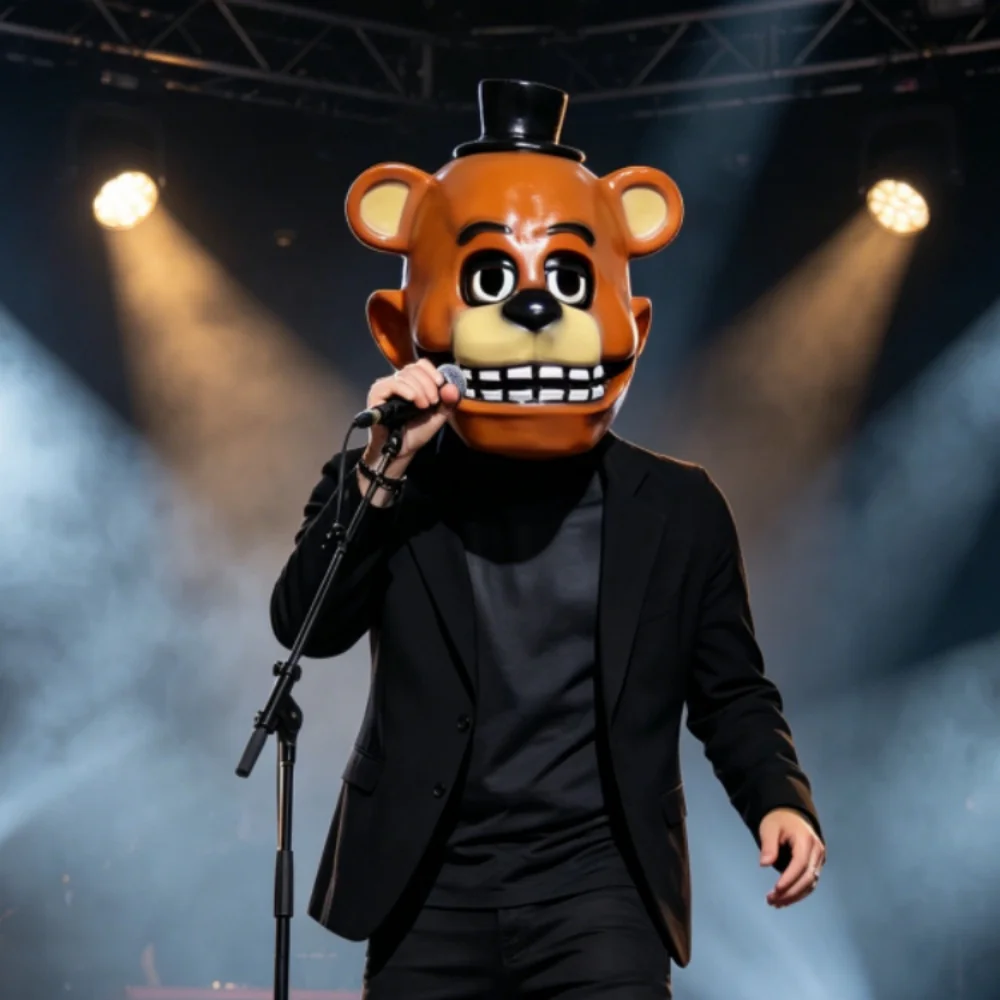 

Freddy Fazbear FNAF Latex Mask Bear Full Face Mask Five Nights at Freddy's Hallowmas Cosplay Costume for Adults