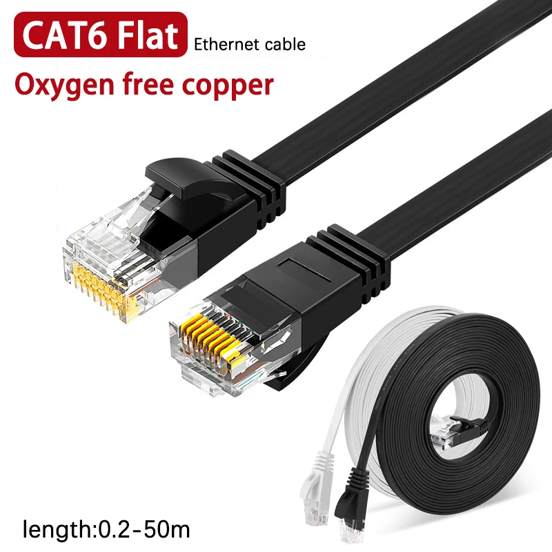 0.2m to 30m Cable CAT6 Flat Ethernet Cable RJ45 Patch LAN CAT 6 Oxygen Free Copper Gigabit Network Cable for PC Router Laptop