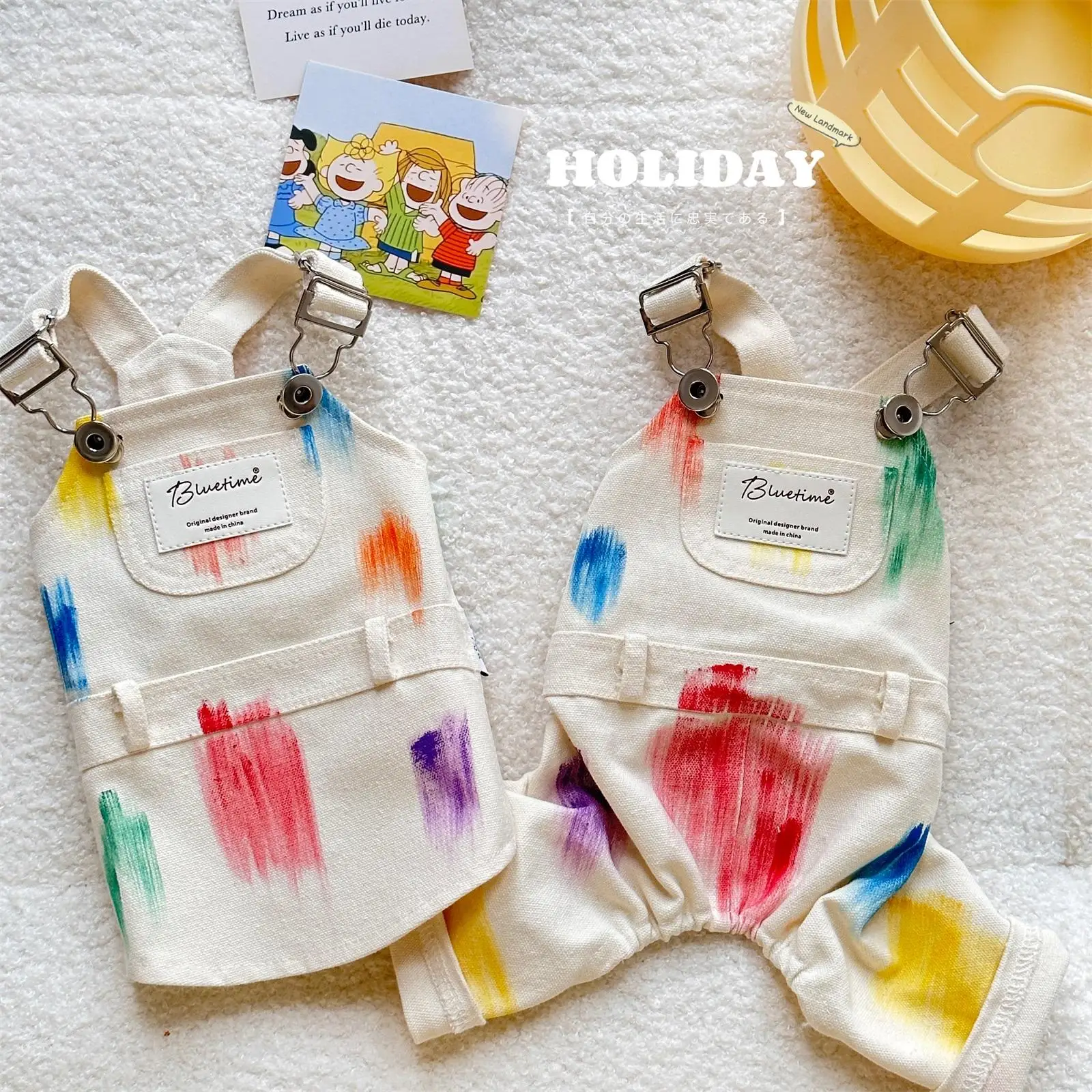 Primavera y novedad de verano, pantalones portadores de mascotas a la moda con diseño colorido, ropa para cachorros, monos para perros Bichon Marshes, ropa para perros pequeños