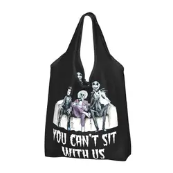 B-Beetlejuice Horror Movie Reusable Shopping Grocery Bags Foldable Weight Capacity Halloween Eco Bag Eco-Friendly Lightweight