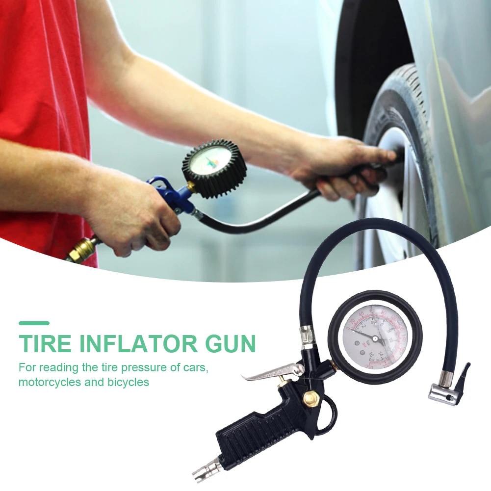 Tire Pressure Inflator Gauge 220PSI Tyre Pressure Meter Aluminum Car Tire Inflator Gun Digital Display for Motorcycle Truck Bike