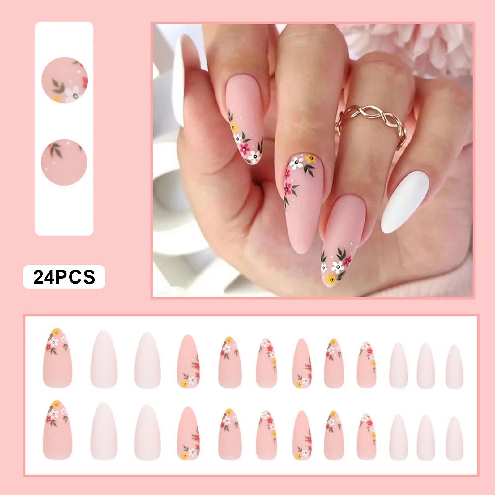 

24PCS Retro Matte False Nails Acrylic Fake Nails Press on False Nails Artificial Wearable Tips Fake Nail Art Manicure Nail Tips