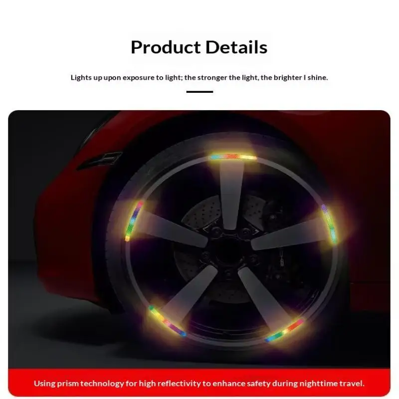 20 Stück reflektierende Auto-Felgenaufkleber, wasserdicht, einfach anzubringende Aufkleber für Motorrad, Fahrrad, Auto, DIY, Außendekoration – Detail 15