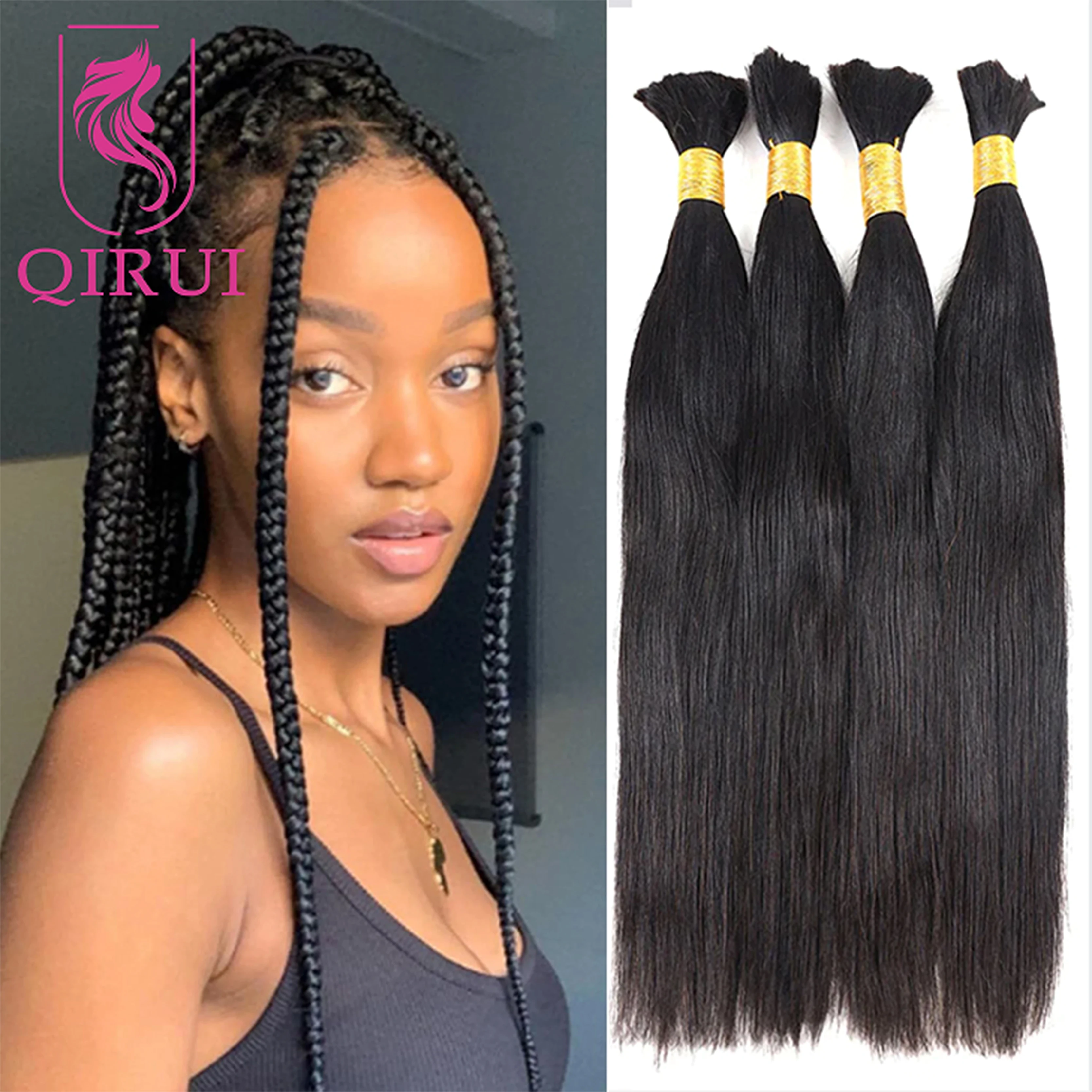 

Объемные человеческие волосы для плетения косичек в стиле бохо, двойные нарисованные бирманские шелковистые прямые объемные человеческие волосы без утка, оптовая продажа