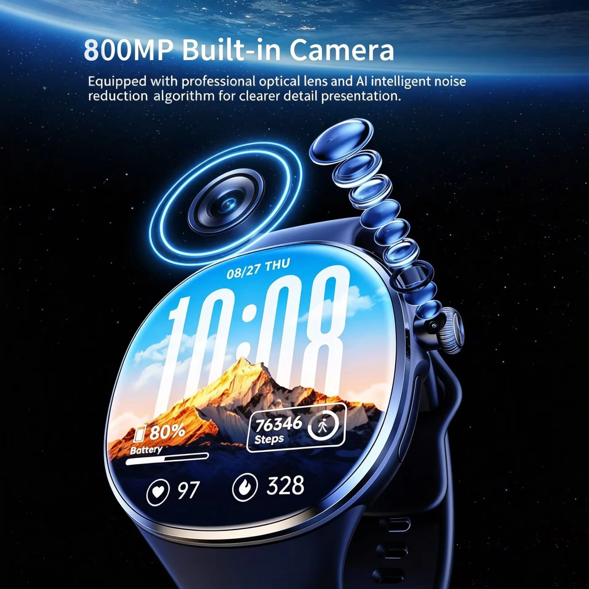 5G/4G Smart Watch 480*480 HD AMOLED 2.4 inch Screen 800W Video Call 3GB+32GB RAM Google Play WIFI GPS 1350mAh Battery Smartwatch