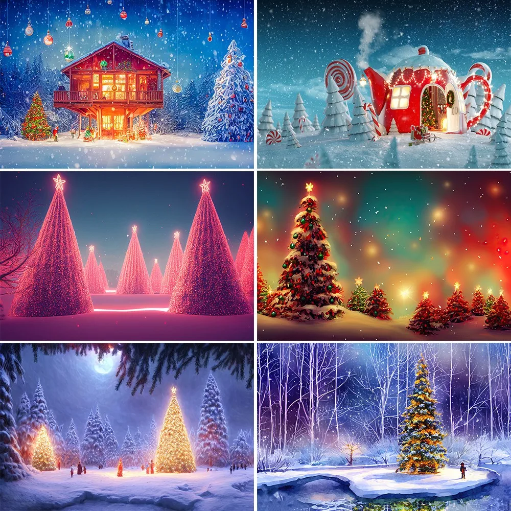 

Bonvvie Christmas Photography Background Frozen Snow Snowflake Christmas Tree Deer Family Party Children Portrait Shoot Backdrop