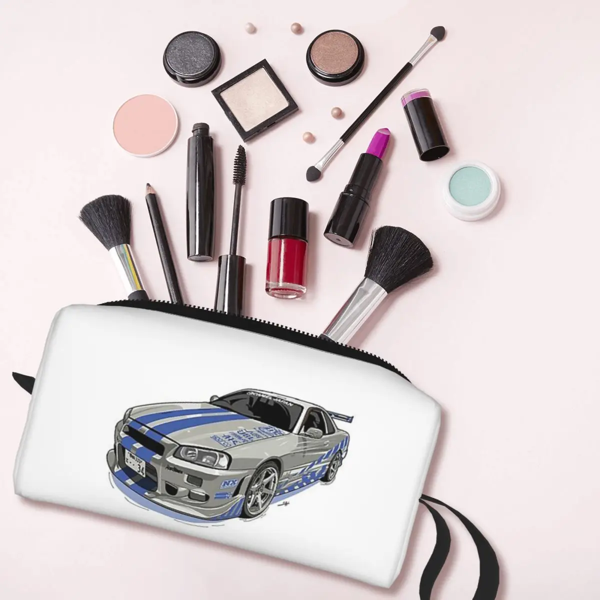 Fast And Furious Skyline Makeup Bag Cosmetic Organizer Storage Dopp Kit for Women Beauty Travel Pencil Case