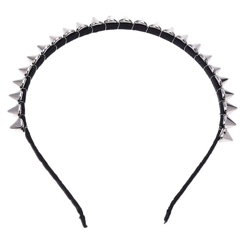 3X Silver Metal Stud Rivet Spike Headband Hair Head Band Aliceband Punk Girl