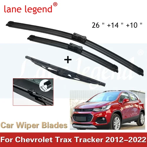 Limpiaparabrisas delantero y trasero para coche, juego de escobillas para Chevrolet Trax Tracker 2012 - 2022, cepillo para ventana de parabrisas de 26 ""14"" 10""