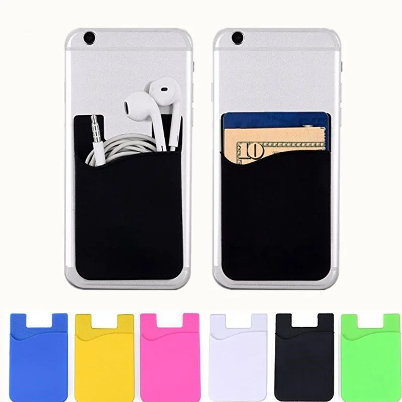 

Fashion Women Men Cell Phone Card Holder sticker Bus Card Business Credit ID Card Holder Slim Case Pocket On 3M Adhesive