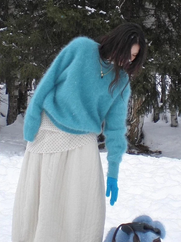 Koreaanse Sle Soft Long Sve ronde Ne Sweater dames losse luie gebreide top haar wol herfst winter warm Faion
