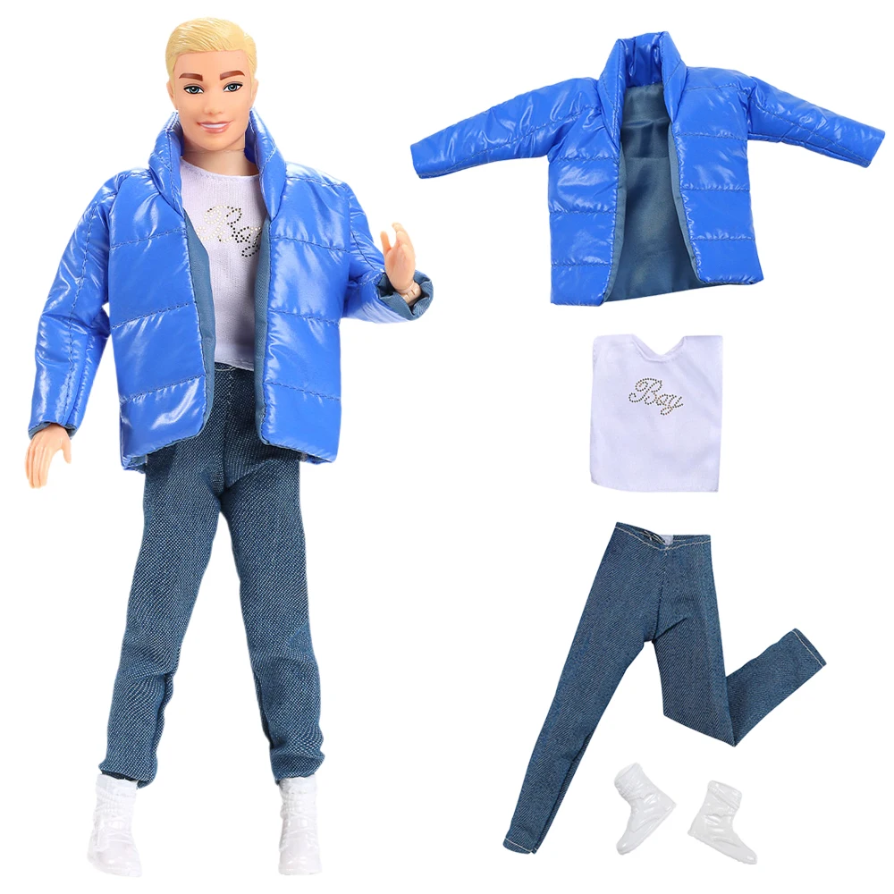 

NK 1 Pcs 30cm Doll Clothes Dolls Accessories 1/6 Male Clothes Blue jacket + top + pants + Shoes for 1/6 Male Doll Clothes Toys