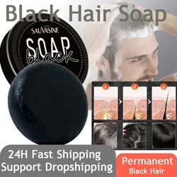 Barra de champú para oscurecer el cabello para hombres, jabón de cobertura de cabello de Color gris, blanco a negro, Polygonum Multiflorum, tinte rápido y efectivo