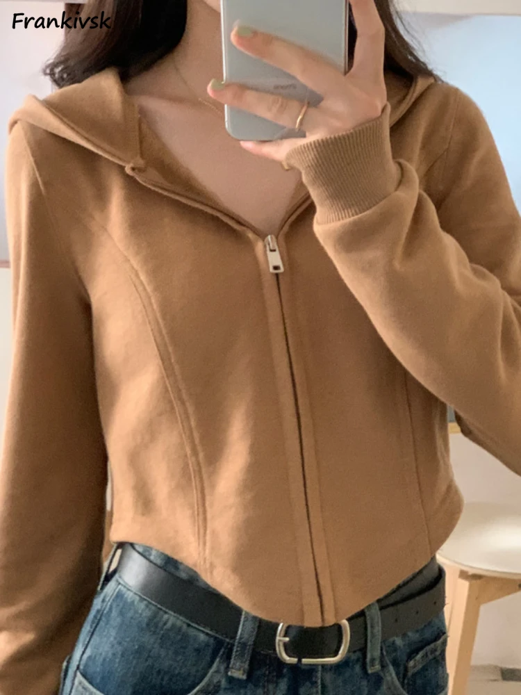 

Hoodies Jackets Women Solid Streetwear Fashion Slim Versatile Y2k Holiday Mild Vitality Leisure Students Daily Simple Stylish