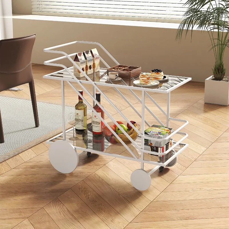 Stainless Steel Hotel Service Cart 3 Tier Heavy Duty Rolling Room Service Housekeeping Trolley Locking Wheels Tea Trolley Cart